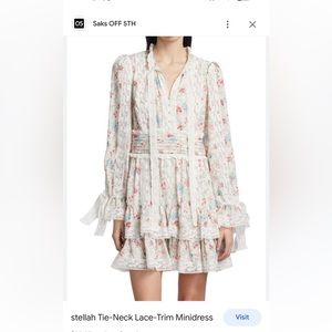 Stellah tie neck lace trim minidress